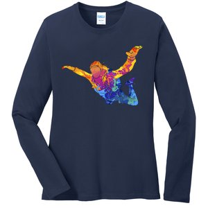 Skydiving Parachutust Extreme Sport Ladies Long Sleeve Shirt