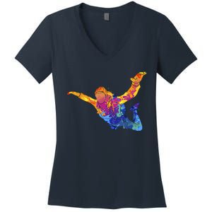 Skydiving Parachutust Extreme Sport Women's V-Neck T-Shirt