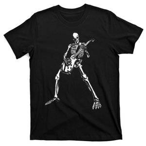 Skeleton Playing Electric Guitar Solo Halloween Rock Music T-Shirt