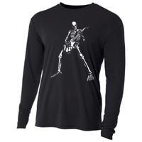 Skeleton Playing Electric Guitar Solo Halloween Rock Music Cooling Performance Long Sleeve Crew