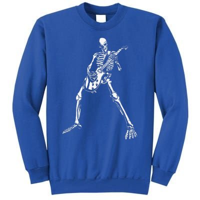 Skeleton Playing Electric Guitar Solo Halloween Rock Music Tall Sweatshirt