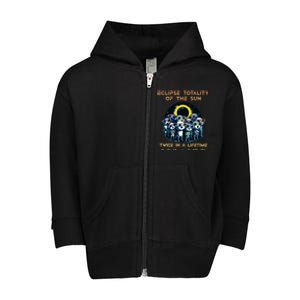 Stick People Eclipse Totality Of The Sun Twice In A Lifetime Toddler Zip Fleece Hoodie