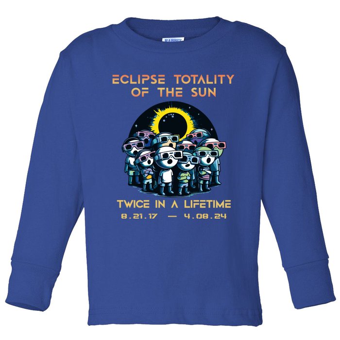 Stick People Eclipse Totality Of The Sun Twice In A Lifetime Toddler Long Sleeve Shirt