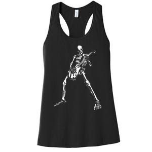 Skeleton Playing Electric Guitar Solo Women's Racerback Tank