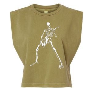 Skeleton Playing Electric Guitar Solo Garment-Dyed Women's Muscle Tee