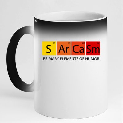 Sarcasm Primary Elements Of Humor 11oz Black Color Changing Mug