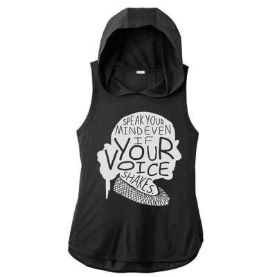 Speak Your Mind Even If Your Voice Shakes Ladies PosiCharge Tri-Blend Wicking Draft Hoodie Tank