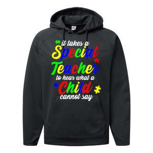 Special Autism Teacher  Performance Fleece Hoodie