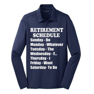 Special Retiree Gift - Funny Retirement Schedule  Silk Touch Performance Long Sleeve Polo