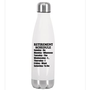 Special Retiree Gift - Funny Retirement Schedule  Stainless Steel Insulated Water Bottle