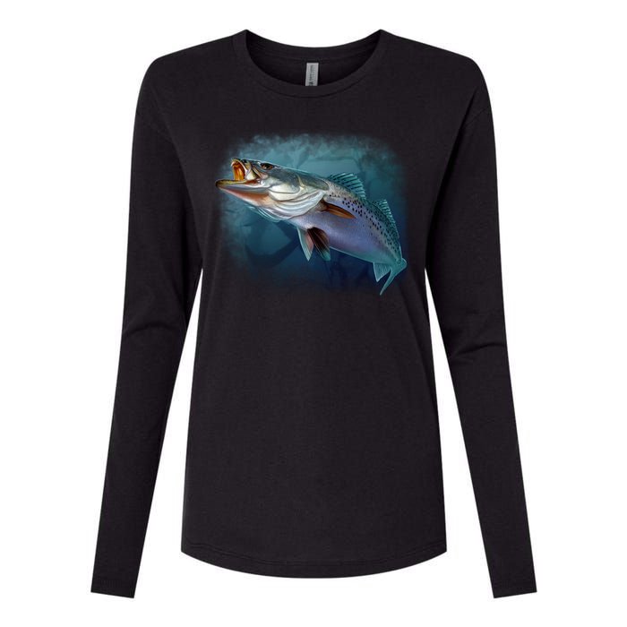 Speck Trout Fish Womens Cotton Relaxed Long Sleeve T-Shirt