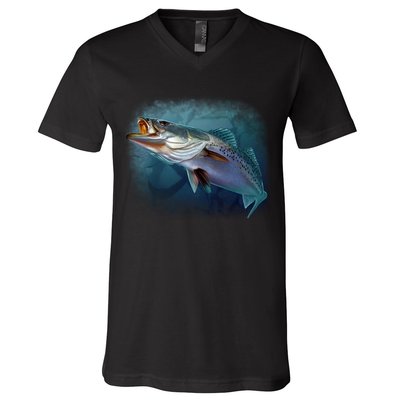 Speck Trout Fish V-Neck T-Shirt