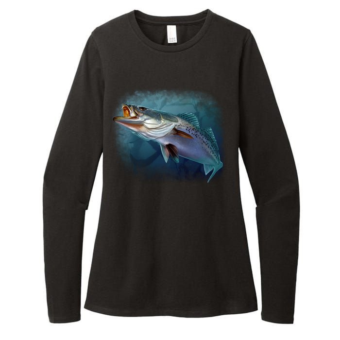 Speck Trout Fish Womens CVC Long Sleeve Shirt