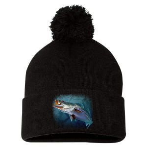 Speck Trout Fish Pom Pom 12in Knit Beanie