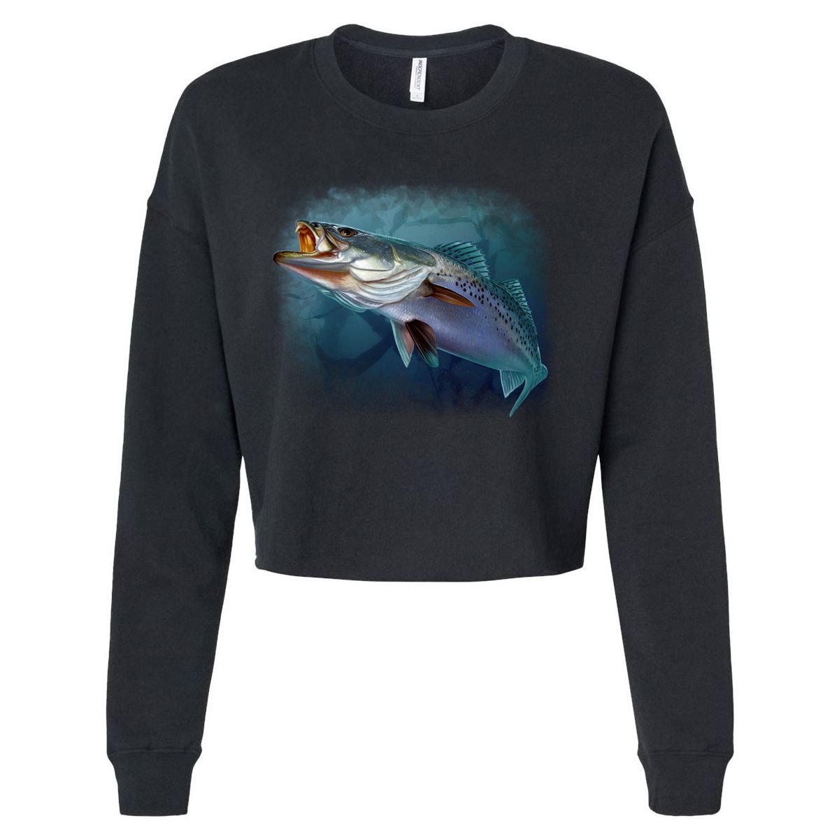Speck Trout Fish Cropped Pullover Crew