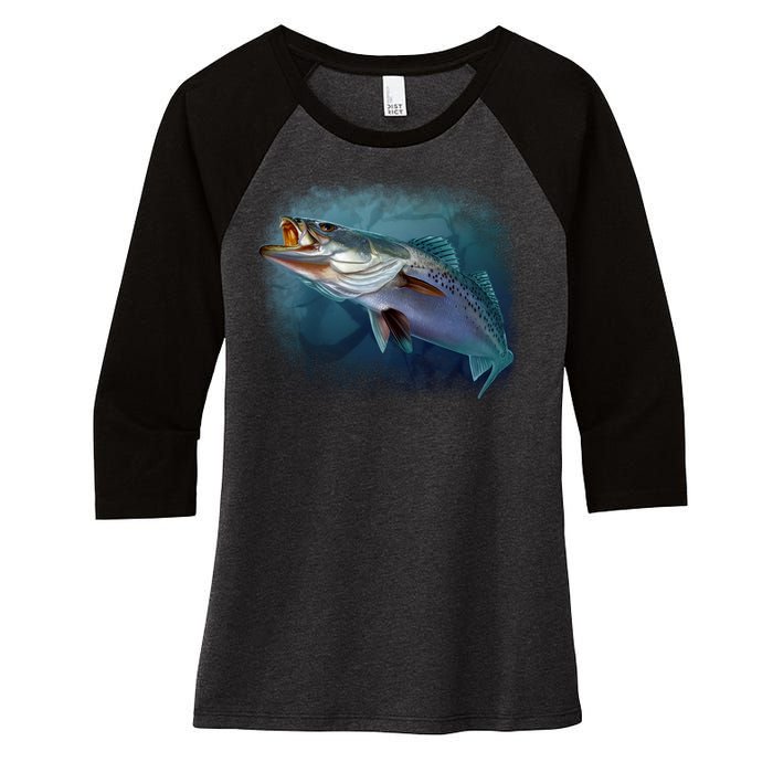 Speck Trout Fish Women's Tri-Blend 3/4-Sleeve Raglan Shirt