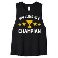 Spelling Bee Champian Funny Women's Racerback Cropped Tank