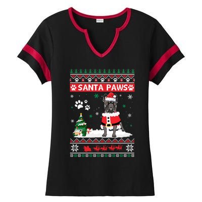 Santa Paws French Bulldog Merry Christmas Dog Funny Xmas Gift Ladies Halftime Notch Neck Tee