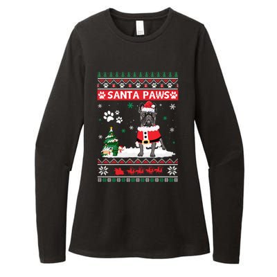 Santa Paws French Bulldog Merry Christmas Dog Funny Xmas Gift Womens CVC Long Sleeve Shirt