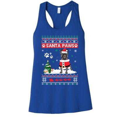 Santa Paws French Bulldog Merry Christmas Dog Funny Xmas Gift Women's Racerback Tank