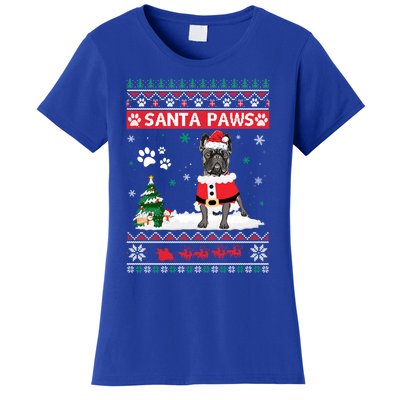 Santa Paws French Bulldog Merry Christmas Dog Funny Xmas Gift Women's T-Shirt