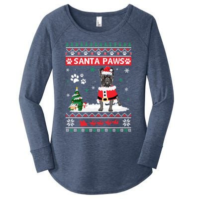 Santa Paws French Bulldog Merry Christmas Dog Funny Xmas Gift Women's Perfect Tri Tunic Long Sleeve Shirt