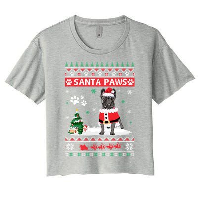 Santa Paws French Bulldog Merry Christmas Dog Funny Xmas Gift Women's Crop Top Tee