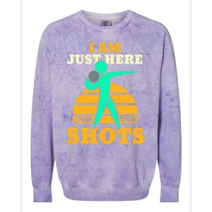 Shot Put Funny Here For The Shots Sport Shot Putter Colorblast Crewneck Sweatshirt