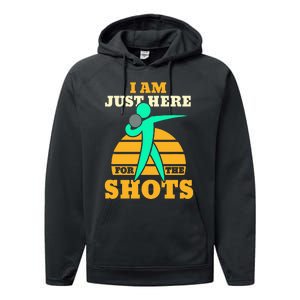 Shot Put Funny Here For The Shots Sport Shot Putter Performance Fleece Hoodie