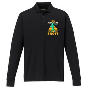 Shot Put Funny Here For The Shots Sport Shot Putter Performance Long Sleeve Polo