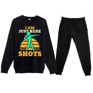 Shot Put Funny Here For The Shots Sport Shot Putter Premium Crewneck Sweatsuit Set