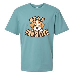 Stay Pawsitive Funny Dog Mom And Dad Love Dog Lover Great Gift Sueded Cloud Jersey T-Shirt