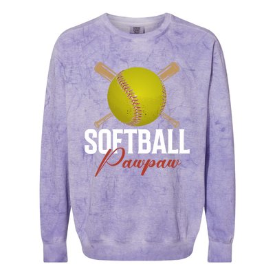 Softball Pawpaw FatherS Day Baseball Softball Pawpaw Funny Gift Colorblast Crewneck Sweatshirt