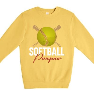 Softball Pawpaw FatherS Day Baseball Softball Pawpaw Funny Gift Premium Crewneck Sweatshirt