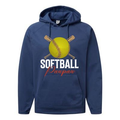 Softball Pawpaw FatherS Day Baseball Softball Pawpaw Funny Gift Performance Fleece Hoodie