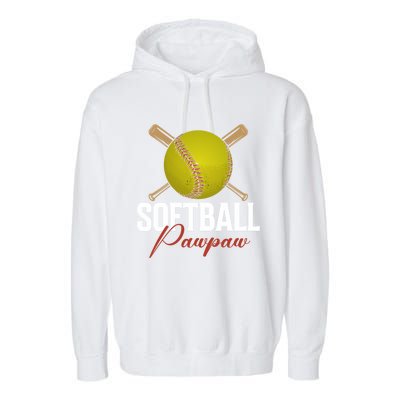 Softball Pawpaw FatherS Day Baseball Softball Pawpaw Funny Gift Garment-Dyed Fleece Hoodie