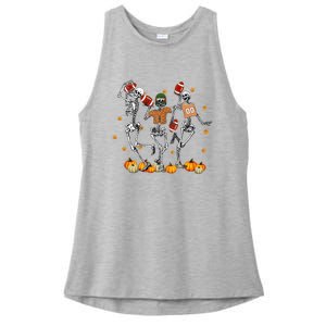 Skeleton Playing Football Halloween Spooky Season Ladies PosiCharge Tri-Blend Wicking Tank