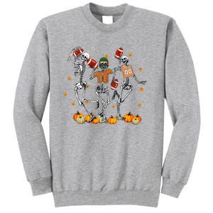 Skeleton Playing Football Halloween Spooky Season Tall Sweatshirt