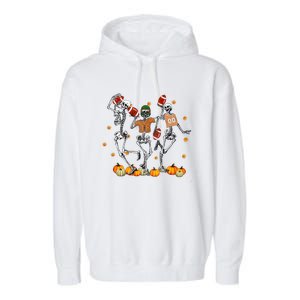 Skeleton Playing Football Halloween Spooky Season Garment-Dyed Fleece Hoodie