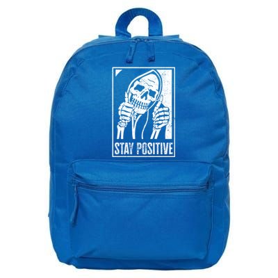 Stay Positive Funny Skeleton Be Positive Skull Halloween Gift 16 in Basic Backpack