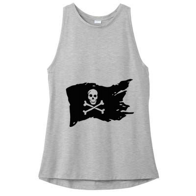 Skull Pirate Flag Jolly Roger Crossbones Ladies PosiCharge Tri-Blend Wicking Tank