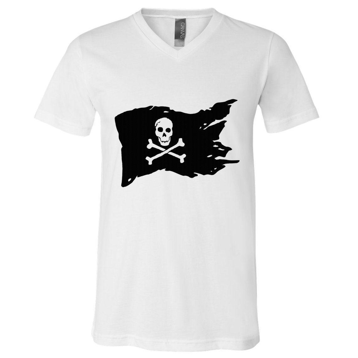 Skull Pirate Flag Jolly Roger Crossbones V-Neck T-Shirt