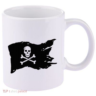 Skull Pirate Flag Jolly Roger Crossbones 11oz C Handle Ceramic Mug