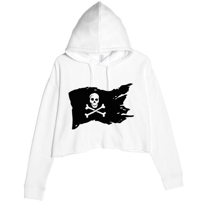 Skull Pirate Flag Jolly Roger Crossbones Crop Fleece Hoodie