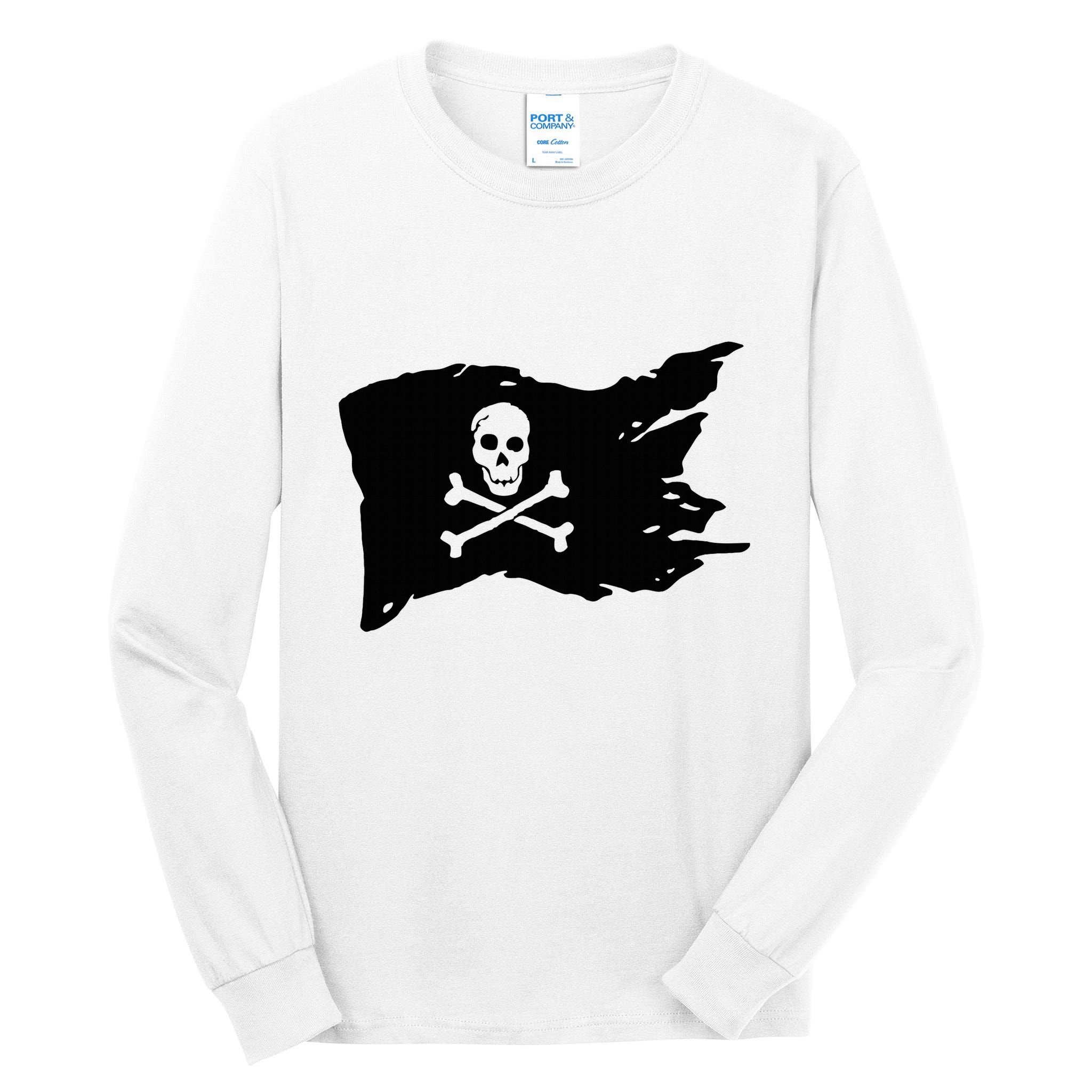 Skull Pirate Flag Jolly Roger Crossbones Tall Long Sleeve T-Shirt