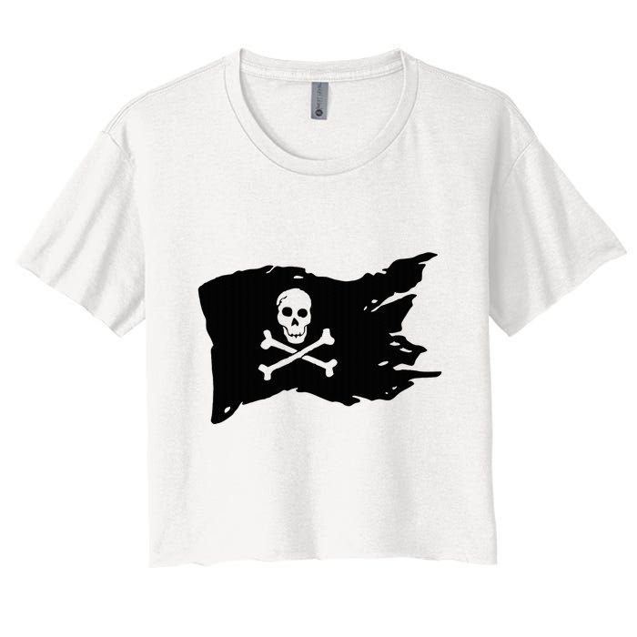 Skull Pirate Flag Jolly Roger Crossbones Crop Top