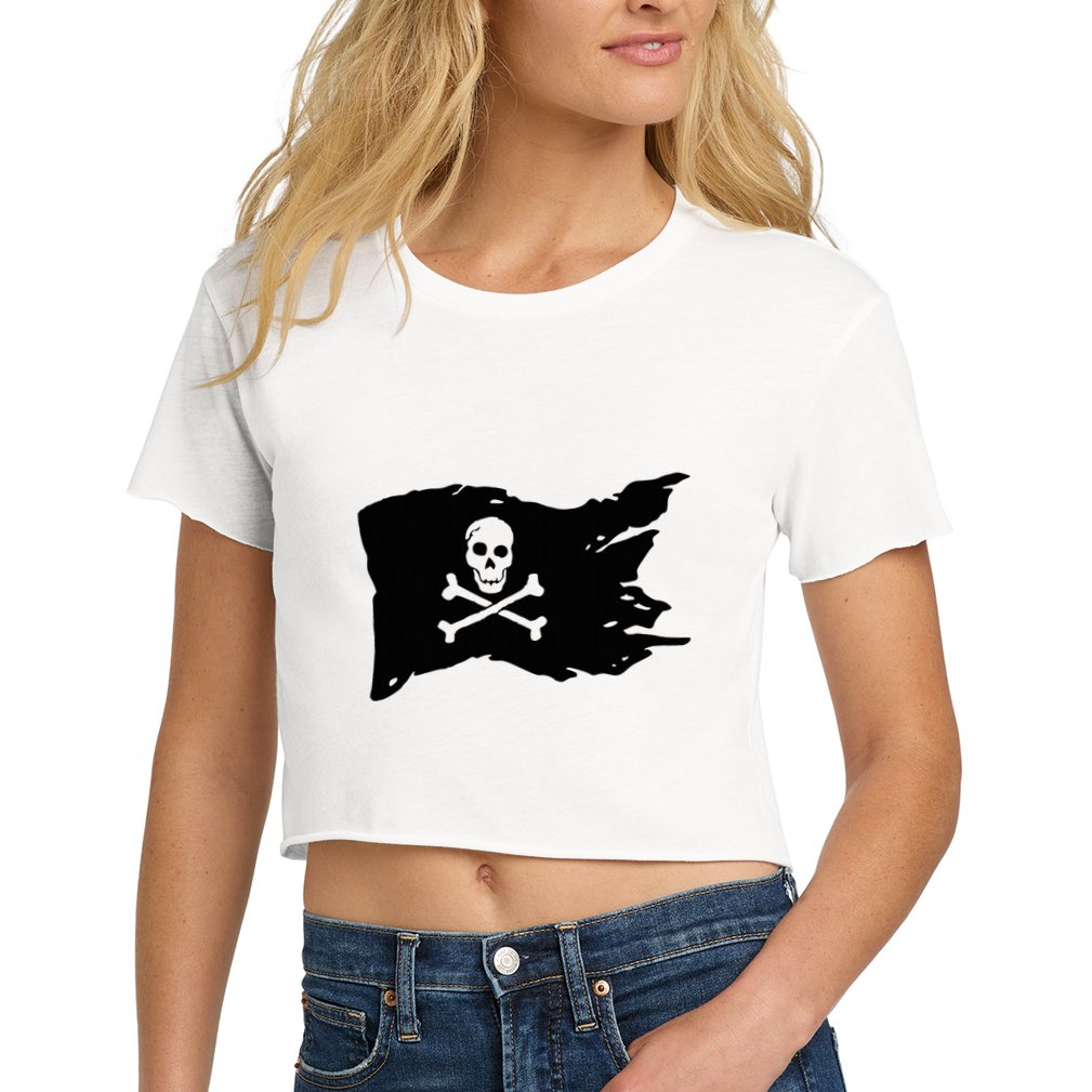 Skull Pirate Flag Jolly Roger Crossbones Crop Top