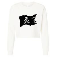 Skull Pirate Flag Jolly Roger Crossbones Cropped Pullover Crew