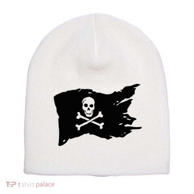 Skull Pirate Flag Jolly Roger Crossbones Short Acrylic Beanie