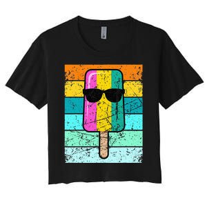 Summer Popsicle Funny Ice Cream Beach Pool Party Women's Crop Top Tee